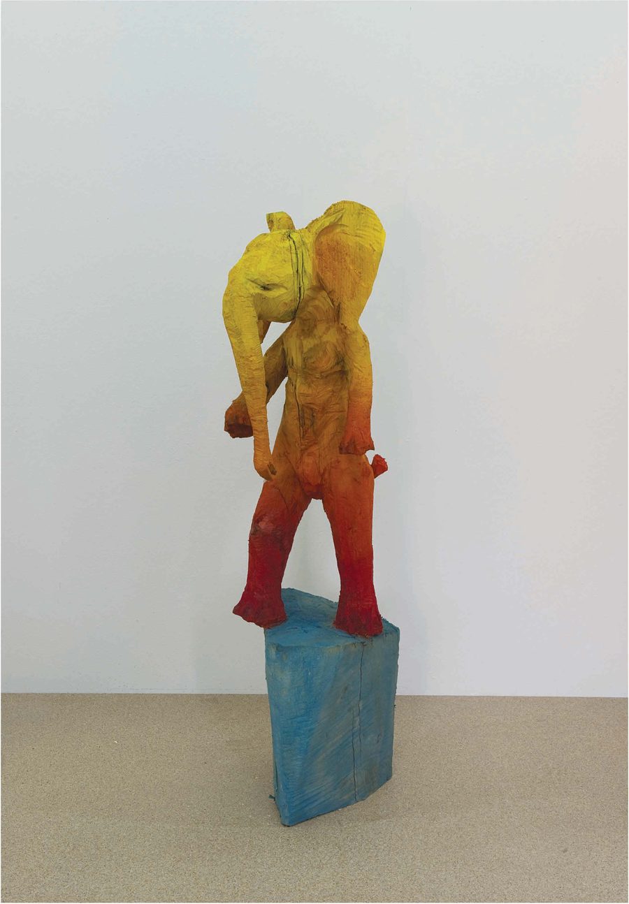 Rolf — Holzskulptur von Stefan Seitz, 2012, Eibe, farbig gefasst