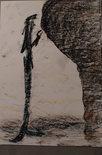 Öl-Wachsstift auf Papier, Stefan Seitz