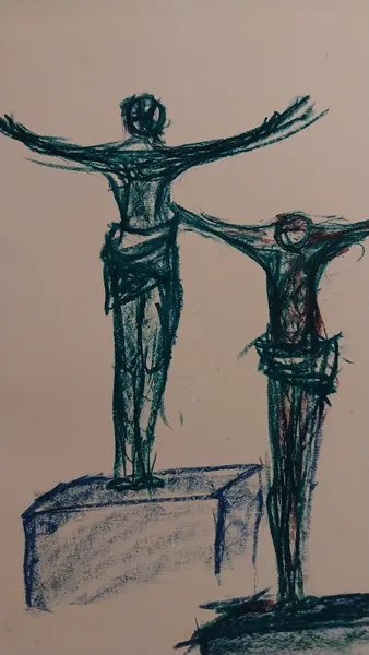 Öl-Wachsstift auf Papier, Stefan Seitz