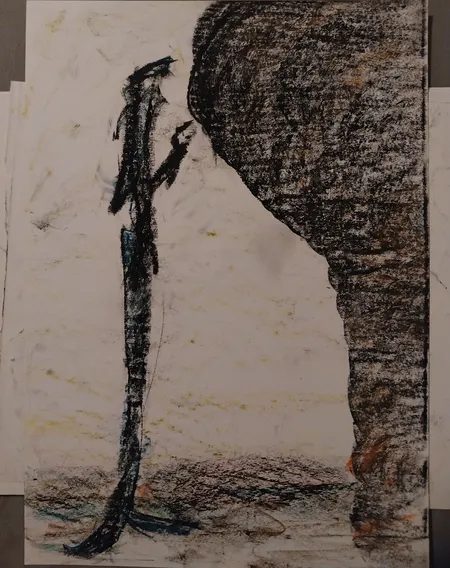 Öl-Wachsstift auf Papier, Stefan Seitz