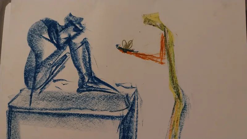 Öl-Wachsstift auf Papier, Stefan Seitz